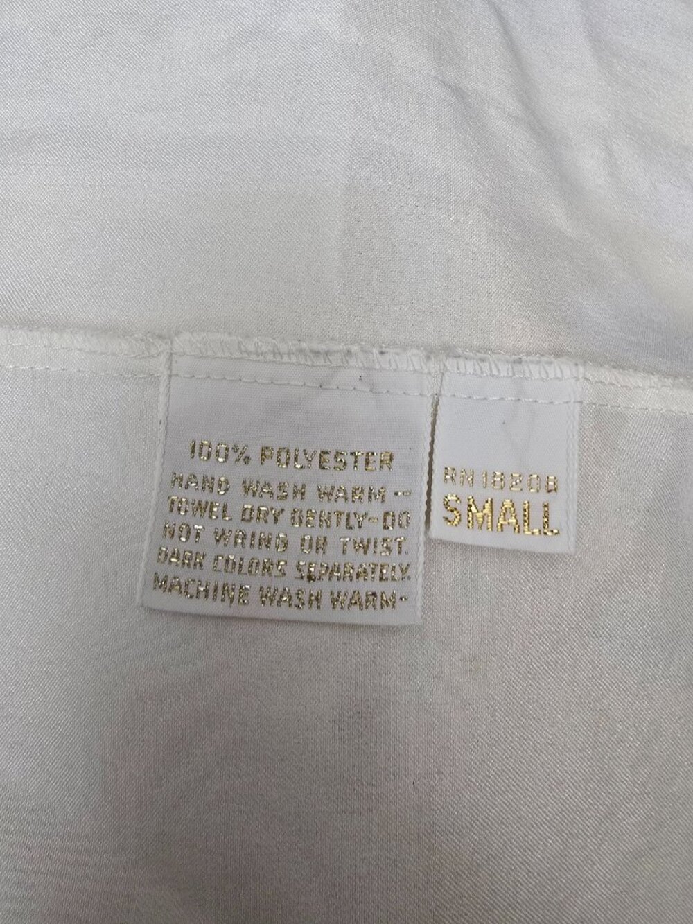 VTG 80s Lucie Ann Shiny Satin Long Ivory Peignoir Dress Nightgown Women S - Picture 7 of 8